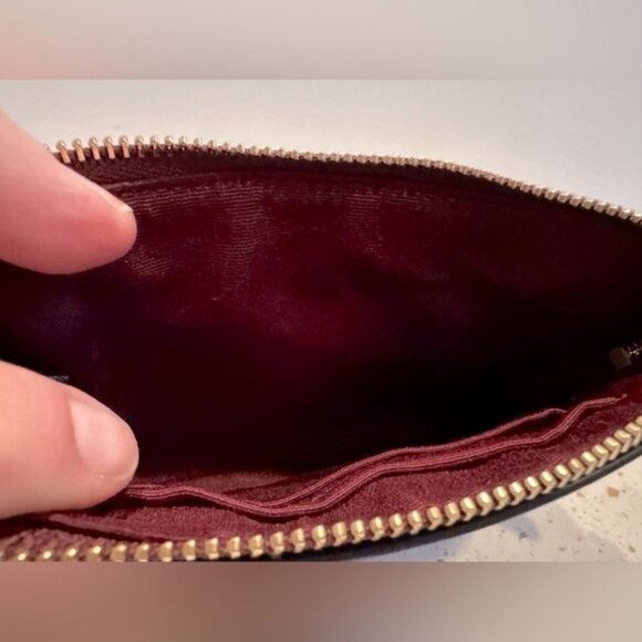 COACH New York Patent Leather Wristlet Clutch Zip Bag in Bordeaux Red - Picture 8 of 10